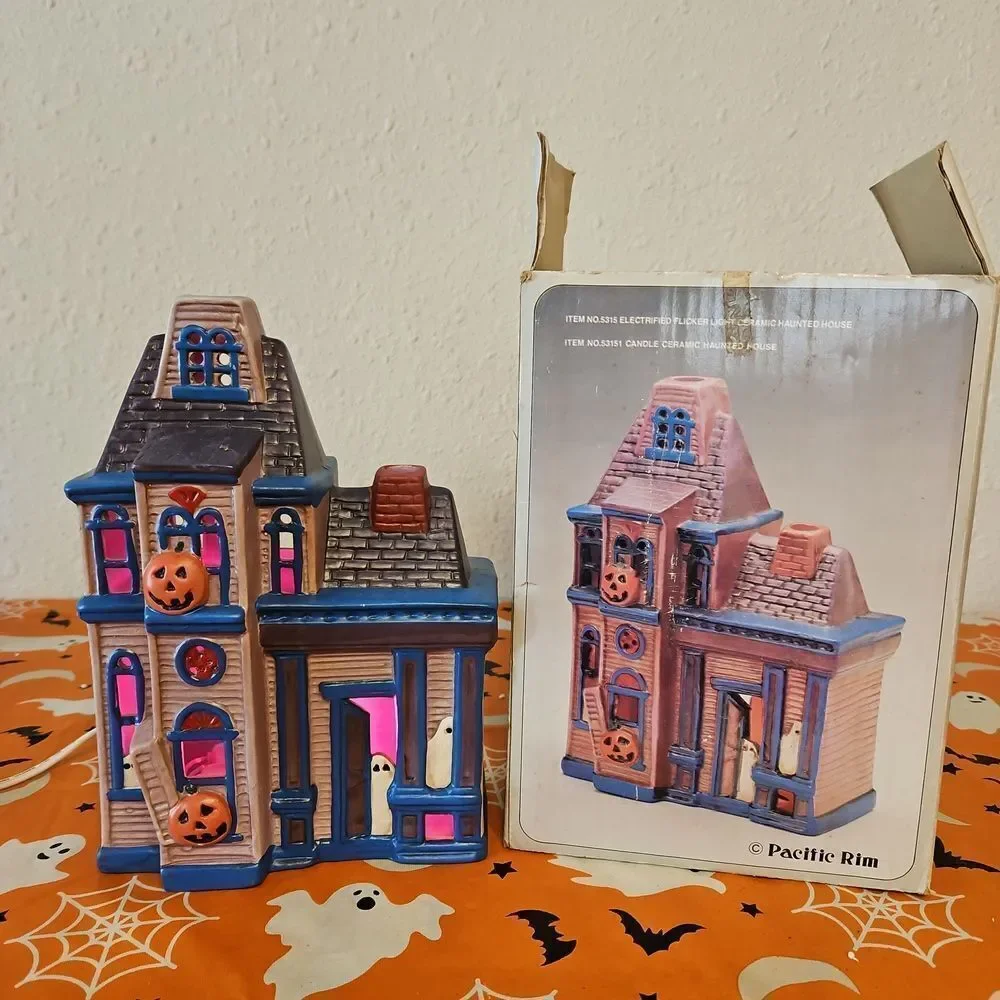 Pacific Rim Electrified Ceramic Haunted House with Lights